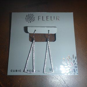 Woman's Silver Plated Brass Rhodium Dangle Drop Earings